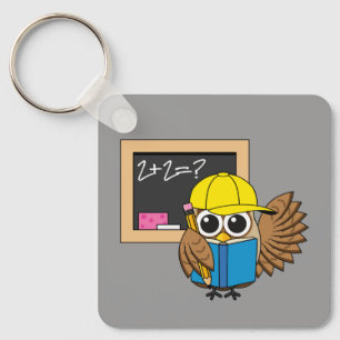 Chaveiro Cartoon de Coruja de Estudantes da Escola Bela