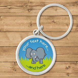 Chaveiro Cartoon de elefante cinza