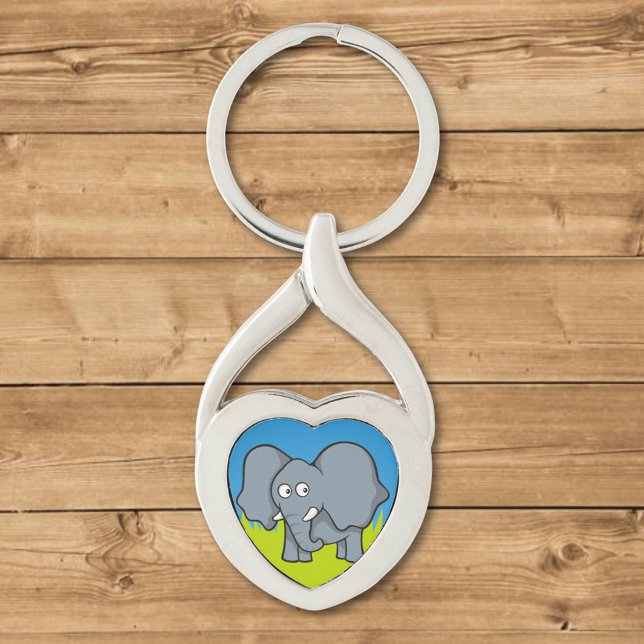 Chaveiro Cartoon de elefante de cinza (Criador carregado)