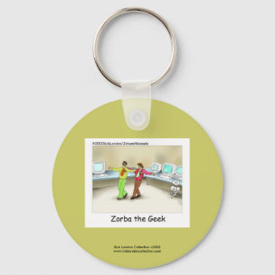 Chaveiro Cartoon de Geek de Computador Engraçado na Cadeia-