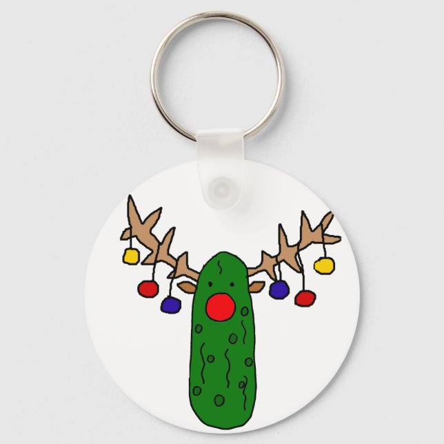Chaveiro Cartoon de Natal Engraçado Reindeer Pickle (Frente)