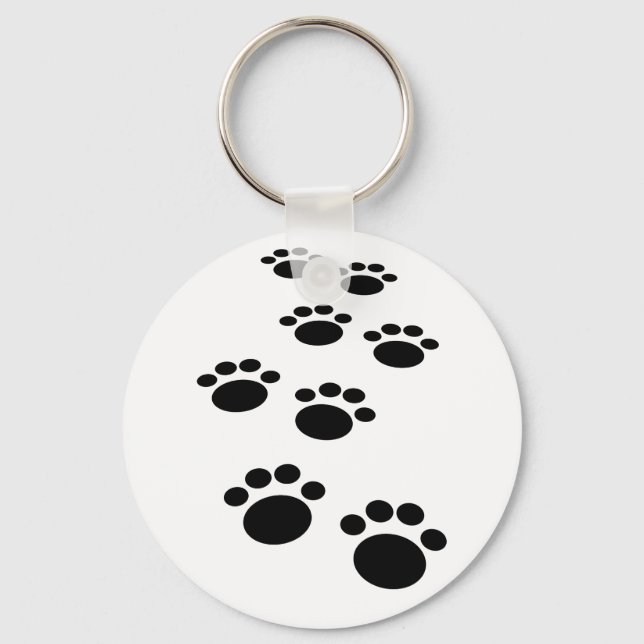 Chaveiro Cartoon de Pet Paw Trail (Frente)