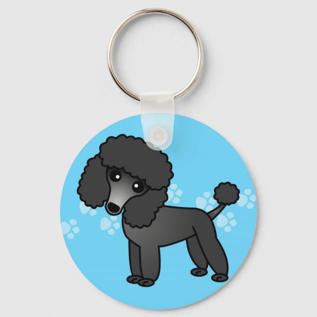 Chaveiro Cartoon de Poodle Preto (Frente)