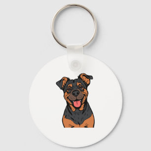 Chaveiro Cartoon de Rottweiler Feliz � Cão Bonito e Amigáve