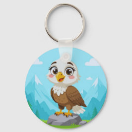 Chaveiro Cartoon Eagle on Rock – Cute Vector Character