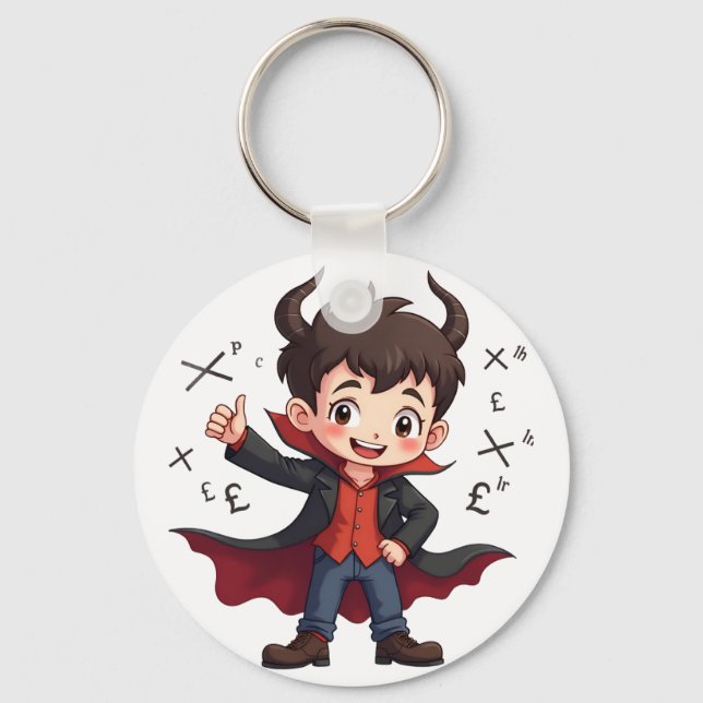 Chaveiro Cartoon Engraçado do Professor de Matemática - Edu (Frente)