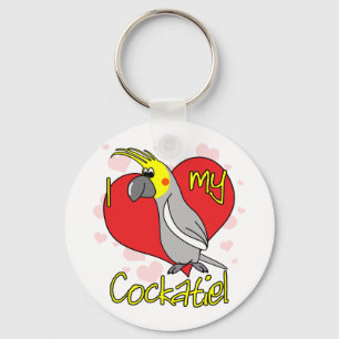 Chaveiro Cartoon I Love my Cockatiel Keychain