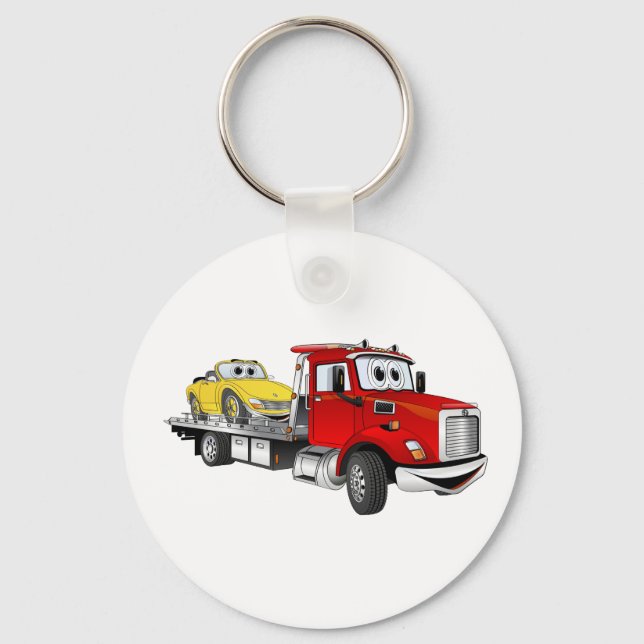 Chaveiro Cartoon Red Tow Truck Flatbed (Frente)