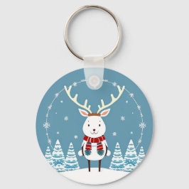 Chaveiro Cartoon Reindeer Festivo com Scarf