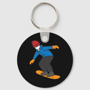 Chaveiro Cartoon Snowboarder Ilustração Divertida Esporte d