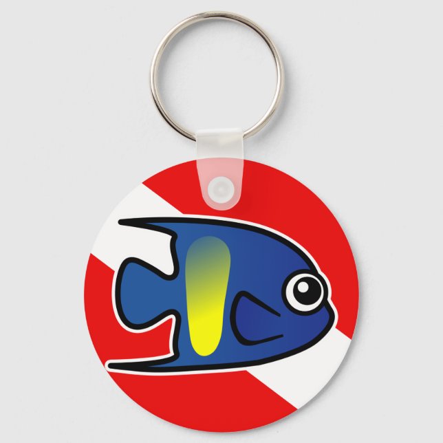 Chaveiro Cartoon Yellowbar Angelfish Dive Flag (Frente)