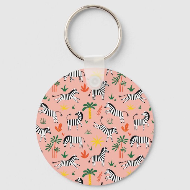 Chaveiro Cartoon Zebras Funny Patterno Sem Olho (Frente)