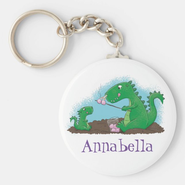 Chaveiro Cartoons de marshmallow de dragões-cúpulas (Frente)