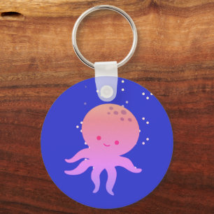 Chaveiro Cartopo de Octopus de Bebê Cor-de-Rosa