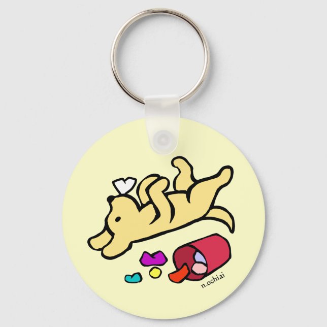 Chaveiro Cartum Engraçado Amarelo Labrador (Frente)