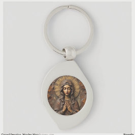 Chaveiro Carved Devotion  Wooden Mary