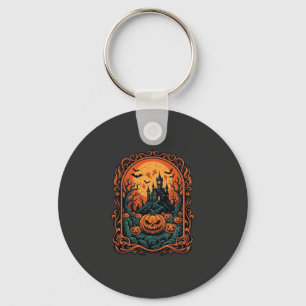 Chaveiro Casa Assombrada Abóbora de Halloween Morcegos Lua 