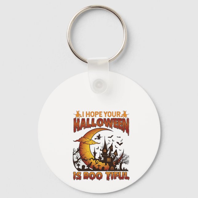Chaveiro Casa Assombrada Boo Tiful de Halloween Lua Crescen (Frente)