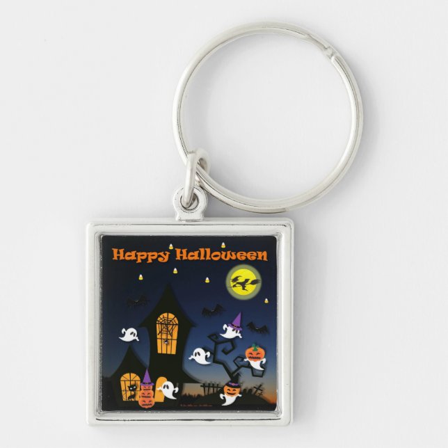 Chaveiro Casa Assombrada Feliz Halloween (Frente)