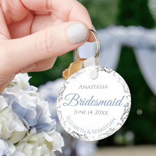 Chaveiro Casa de Bridesmaid com Presente Azul Claro e Cinza