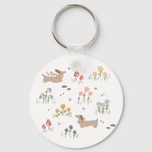 Chaveiro Casa de Flor Silvestre para Amantes de Dachshund W
