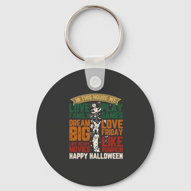 Chaveiro Casa Feliz Halloween Monstros Teias de Aranha (Frente)