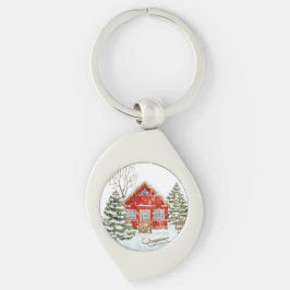 Chaveiro Casa Vermelha da Paisagem de inverno