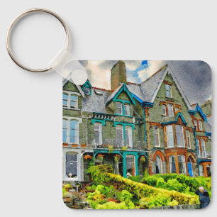 Chaveiro Casa vitoriana em Keswick pintada em aquarela