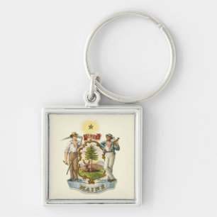 Chaveiro Casaco de armas do estado do Maine (vintage 1870s)