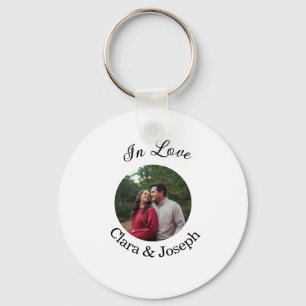 Chaveiro Casal apaixonado foto circular nome casamento româ
