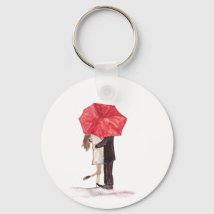Chaveiro Casal apaixonado sob guarda-chuva vermelha