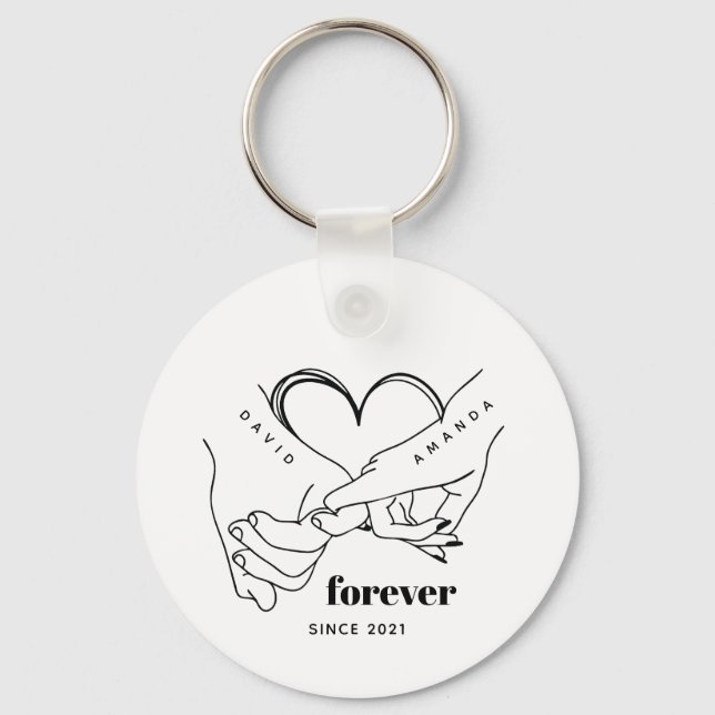 Chaveiro Casal com o nome de Ideia de Presente de Aniversár (Frente)