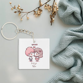Chaveiro Casal de beijos personalizado de estilo chibi boni