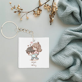 Chaveiro Casal de Estilo de Chibi Personalizado Bastante