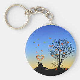 Chaveiro Casal de Folhas de outono em Forma de Coração