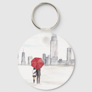 Chaveiro Casal de guarda-chuva vermelho Nova Iorque, Trendê