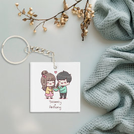 Chaveiro Casal de lixo personalizado em estilo chibi