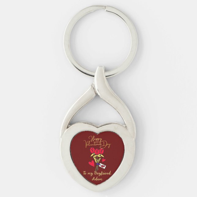Chaveiro casal de ouro vermelho personalizado personalizado (Frente)