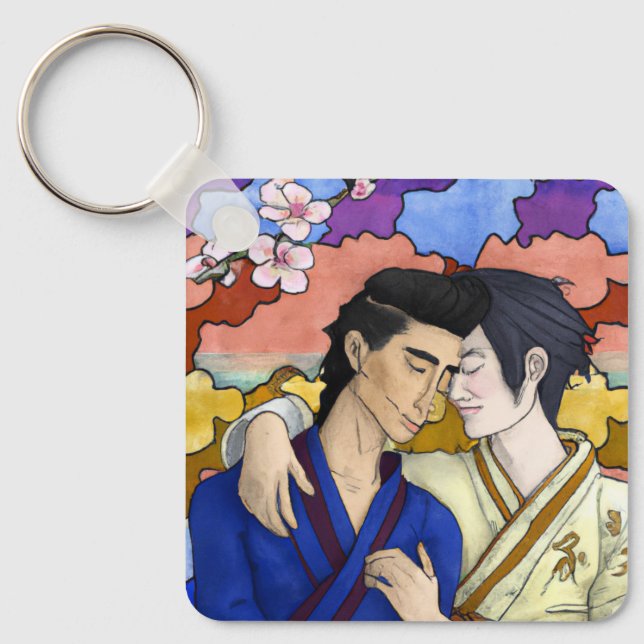 Chaveiro Casal gay no estilo da arte ukiyo-e japonesa (Frente)