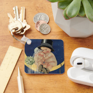 Chaveiro Casamento Antigo, Noiva e Noivo Fofo em uma Lua