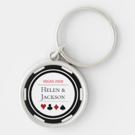 Chaveiro Casamento Branco Chip Black do Elegante Casino Pok