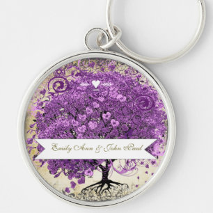 Chaveiro Casamento com folhas de folhas de coração roxo rad