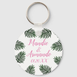 Chaveiro Casamento de Casais com Folhagens Tropicais