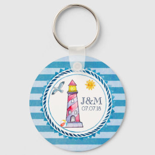 Chaveiro Casamento de Farol de Corante de Água Striped Verm