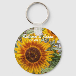 Chaveiro casamento de girassol amarelo do país ocidental