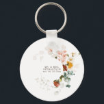 Chaveiro Casamento de Jardim de Flores Selvagens Elegante<br><div class="desc">Ponha toda a cautela ao vento com este elegante tema do jardim de flor silvestre de aquarela. Personalize facilmente as suas informações pessoais escolhidas para as tornar próprias.</div>
