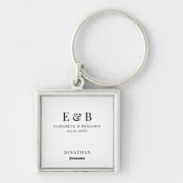 Chaveiro Casamento de Monograma Preto Personalizado com Pre