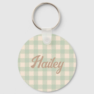 Chaveiro casamento de xadrez com gingham verde-claro