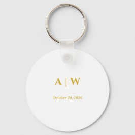Chaveiro Casamento Minimalista em Ouro Branco Elegante