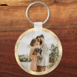 Chaveiro Casamento Mínimo de Chic Branco e Dourado Personal
